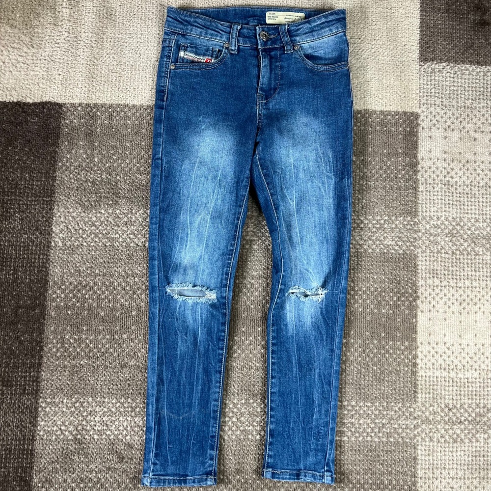 Diesel Kids Gruppen Super Slim Skinny Jeans Blue Distressed Boys Size 10